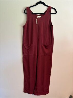 Madewell Sleeveless Wide-Leg Jumpsuit in Wine